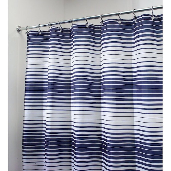 Interdesign iDesign 72 in. H X 72 in. W Navy Stripes Shower Curtain Polyester - 35520