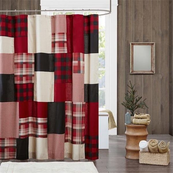 Woolrich Woolrich WR70-1814 Sunset 100 Percent Cotton Shower Curtain - Red - WR70-1814