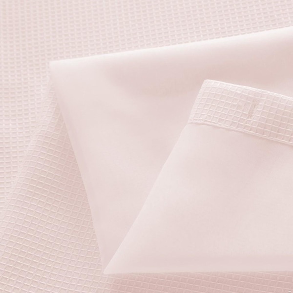 Homeroots 72 x 70 x 1 in. Blush Sheer & Grid Shower Curtain & Liner Set - 399761