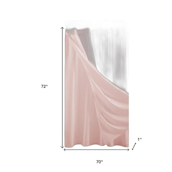 Homeroots 72 x 70 x 1 in. Blush Sheer & Grid Shower Curtain & Liner Set - 399761