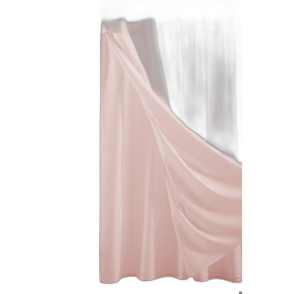 Homeroots 72 x 70 x 1 in. Blush Sheer & Grid Shower Curtain & Liner Set - 399761