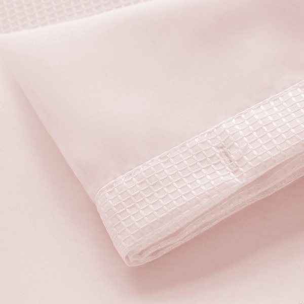 Homeroots 72 x 70 x 1 in. Blush Sheer & Grid Shower Curtain & Liner Set - 399761