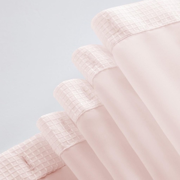 Homeroots 72 x 70 x 1 in. Blush Sheer & Grid Shower Curtain & Liner Set - 399761