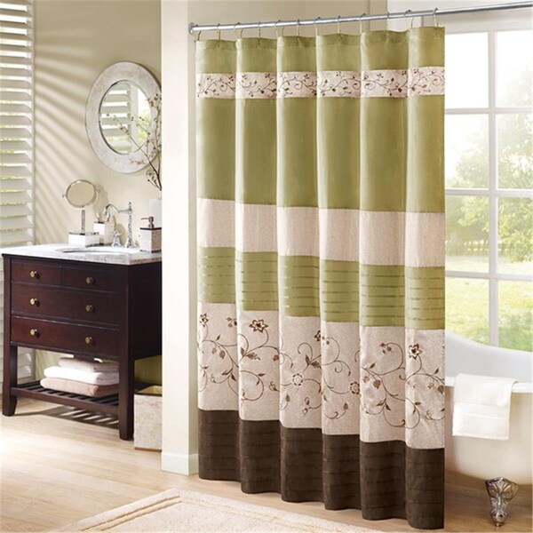 Madison Park Serene Embroidered Shower Curtain, Green - 72 x 72 in. - MP70-1918