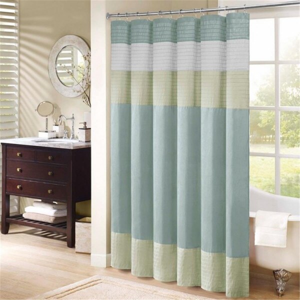 Madison Park 100 Percent Polyester Faux Silk Shower Curtain, Blue - 72 x 72 in. - MP70-418