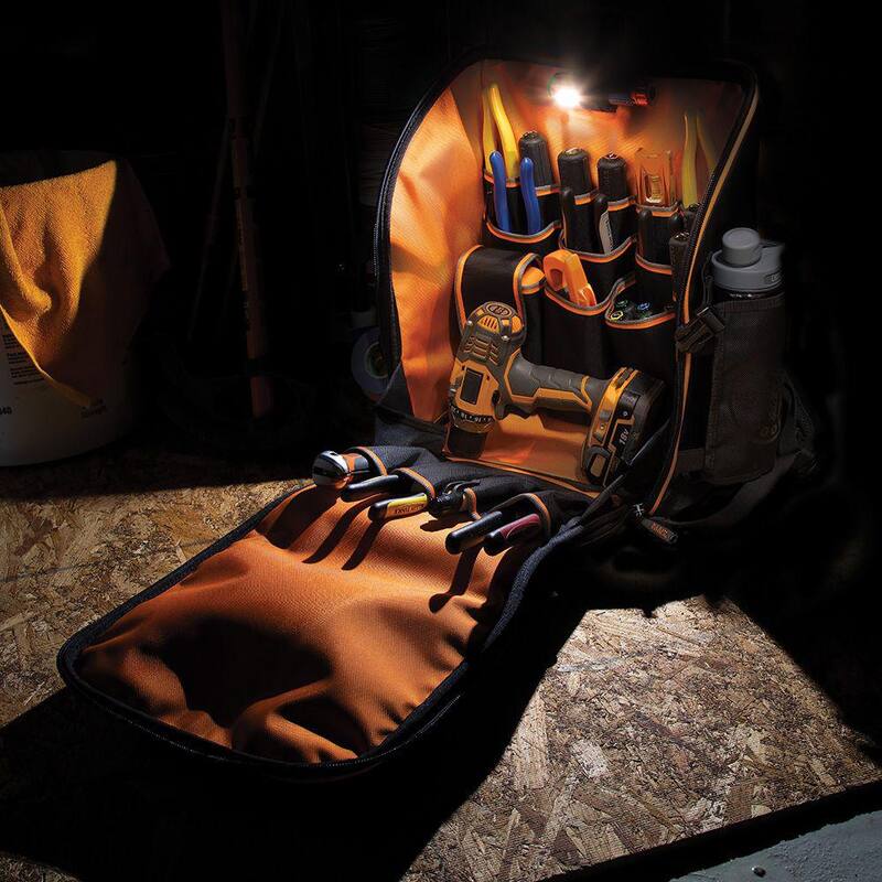 Klein Tools Tradesman Pro 17.25 in. Tool Station Backpack with Worklight - 55655