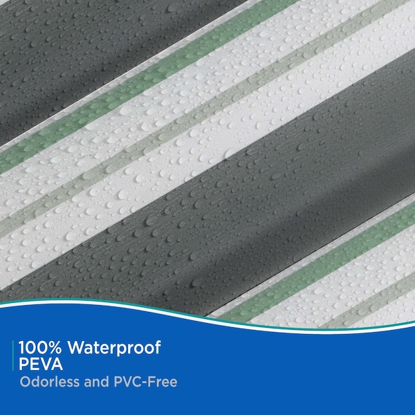 Kenney Mfg Medium Weight Decorative PEVA Shower Liner, 70" W x 72" H, Stripe - KN61286