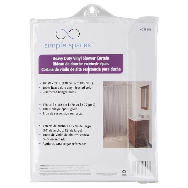 Simple Spaces Shower Curtain, Vinyl, Frosted, Frosted - SD-MCP01-F3L