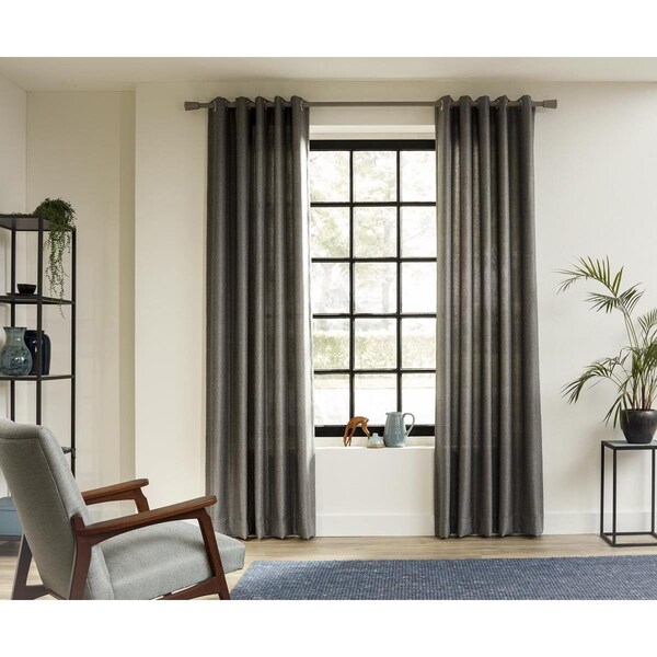 Ltl Home Products 63 in. Smoke Intensions Single Curtain Rod Kit, Grey - SMKSAXYCEIL63