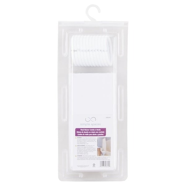 Simple Spaces Shower Curtain, PVC/Vinyl, White, White - SD-626WH-3L