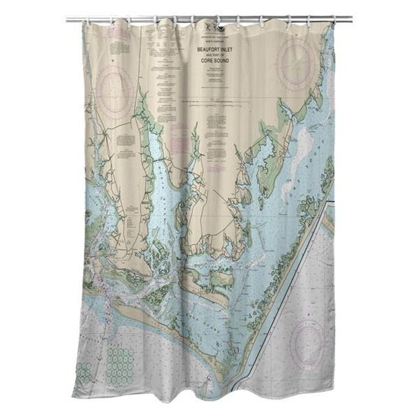 Betsy Drake Betsy Drake SH11545 Beaufort Inlet & Part of Core Sound; NC Nautical Map Shower Curtain - 70 x 72 in. - SH11545