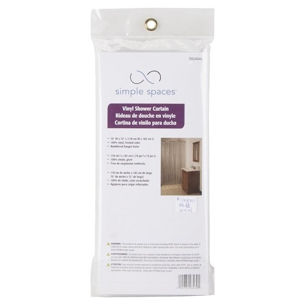 Simple Spaces Shower Curtain, Vinyl, Frosted, Frosted - SD-PCP01-F3L