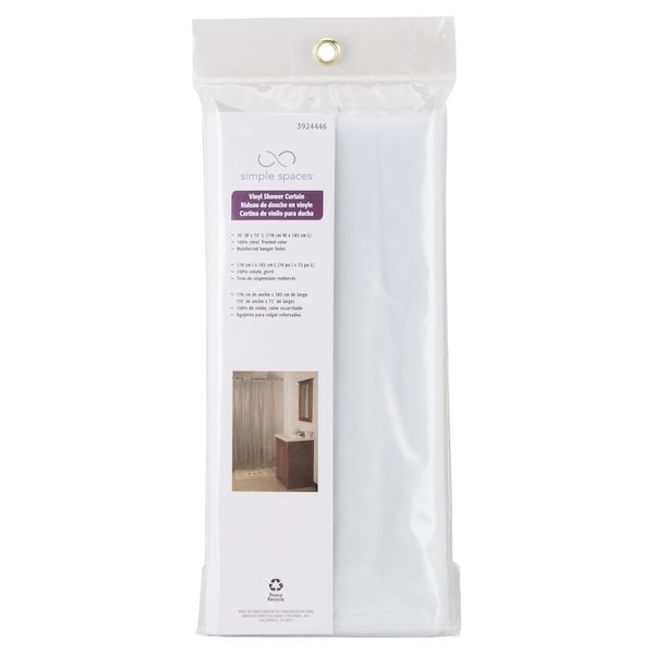 Simple Spaces Shower Curtain, Vinyl, Frosted, Frosted - SD-PCP01-F3L
