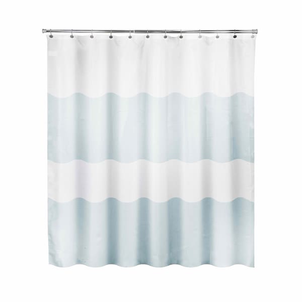 Kenney Mfg Embossed Microfiber Fabric Shower Curtain, 70in W x 72in H, Blue and White - KN61173PS