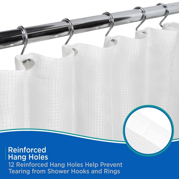 Kenney Mfg Embossed Microfiber Fabric Shower Curtain, 70in W x 72in H, Blue and White - KN61173PS