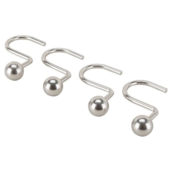 Prosource Ball Shower Curtin Hook, 1-1/16 in Opening, Steel, Brushed Nickel, 1-3/4 in W, 2-7/8 in H - SD-CBH-SN