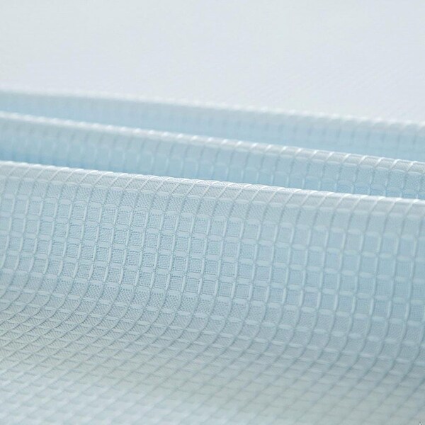 Homeroots 72 x 70 x 1 in. Light Blue Sheer & Grid Shower Curtain & Liner Set - 399760