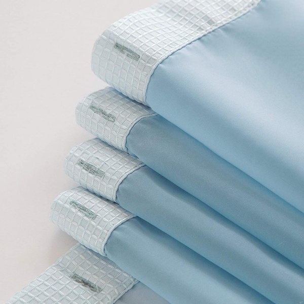 Homeroots 72 x 70 x 1 in. Light Blue Sheer & Grid Shower Curtain & Liner Set - 399760
