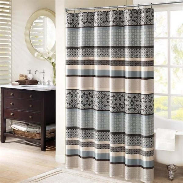 Madison Park Madison Park MP70-3039 Princeton Jacquard Shower Curtain; Blue - 72 x 72 in. - MP70-3039