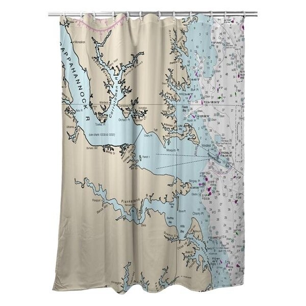 Betsy Drake Betsy Drake SH12280HF 70 x 72 in. Chesapeake Bay; VA Nautical Map Shower Curtain - SH12280HF