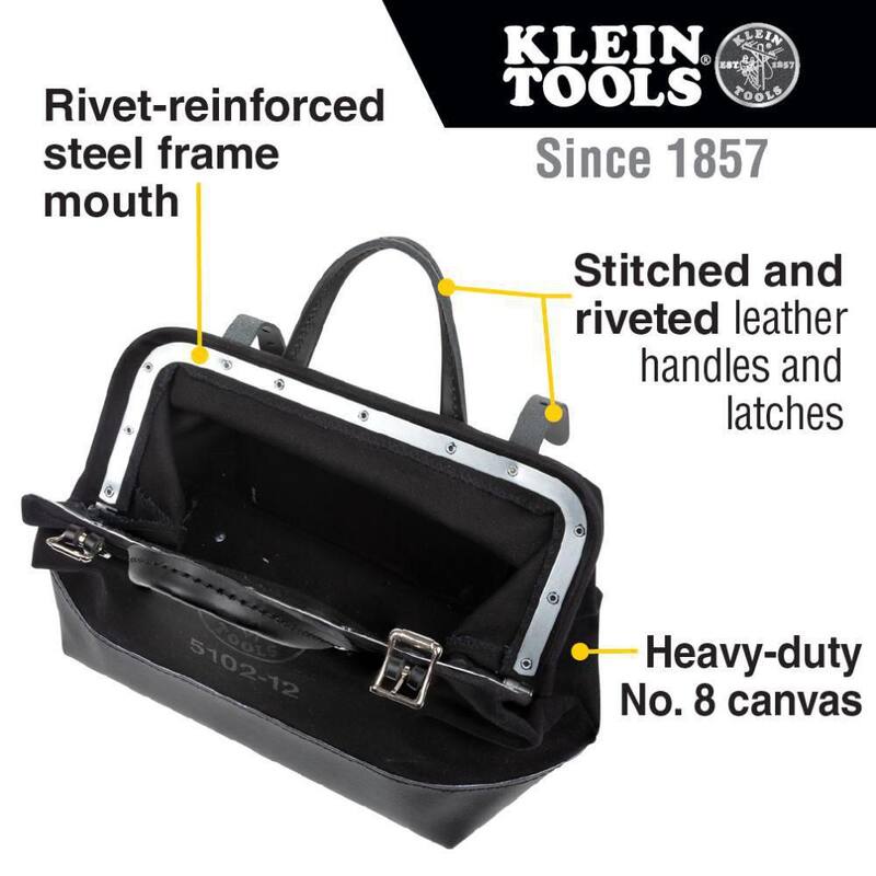 Klein Tools 12 in. Tool Bag, Black Canvas - 510212BLK