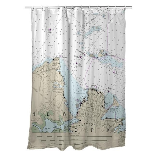 Betsy Drake Betsy Drake SH14774CL 70 x 72 in. Clayton; NY Nautical Map Shower Curtain - SH14774CL
