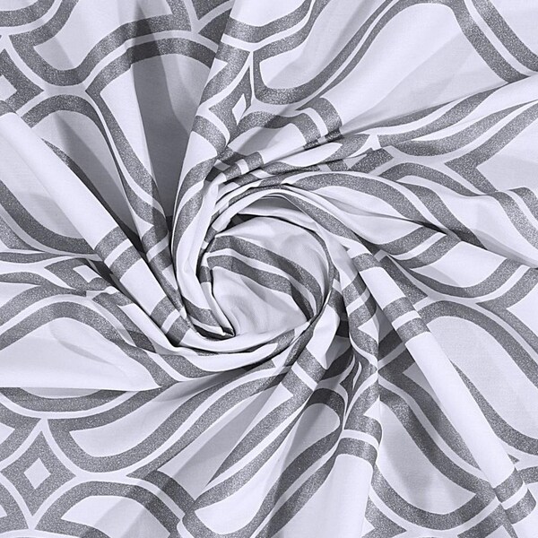 Homeroots 72 x 70 x 1 in. Silver & White Printed Lattice Shower Curtain - 399732