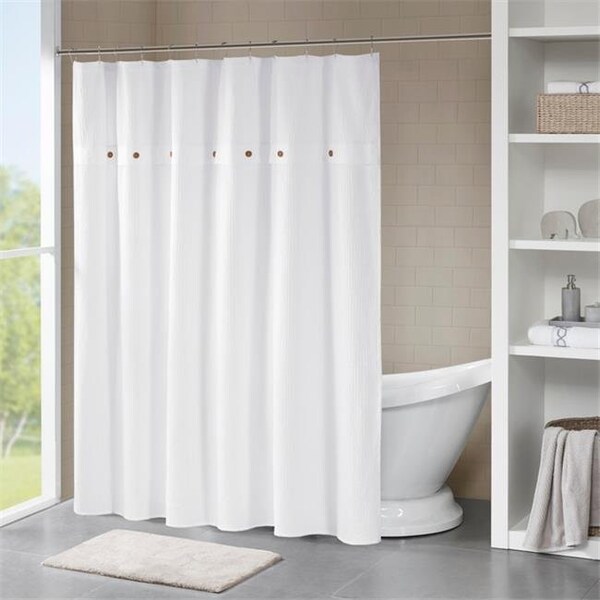 Madison Park Madison Park MP70-5636 72 x 72 in. Rianon Finley 100 Percent Cotton Waffle Weave Textured Shower Curtain; White - MP70-5636