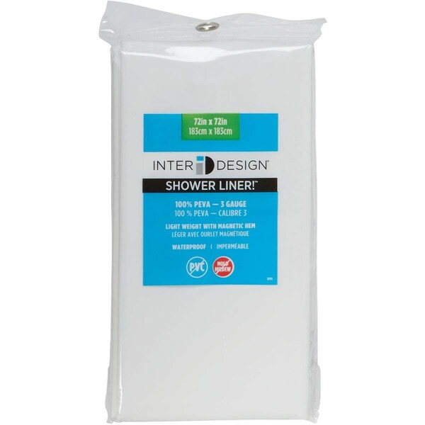 Idesign Shower Curtain Liner 72in H X 72in W White Solid PEVA White - 12054