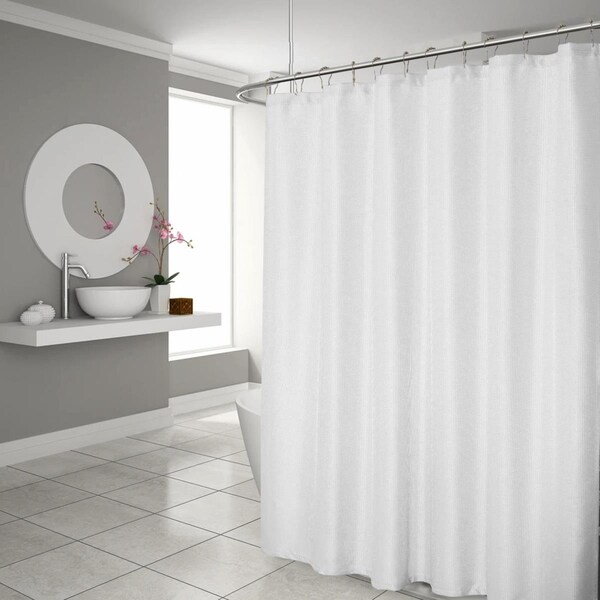 Homeroots 72 x 70 x 1 in. Luxurious White Waffle Weave Shower Curtain - 399718