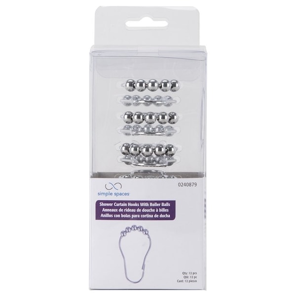 Simple Spaces Roller Ball Curtain Hook, Steel, Chrome, 1-1/2 in W, 3 in H - SD-BH-CH