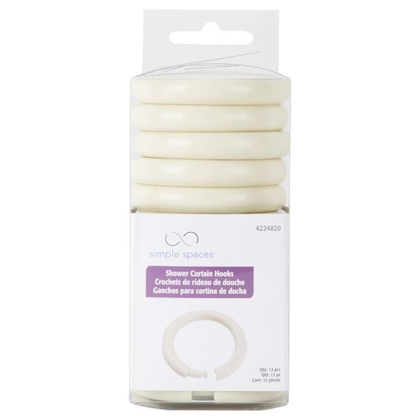 Simple Spaces Shower Curtain Ring, Plastic, Beige, 1 cm W, 2-3/8 in H - SD-ORING-B3L