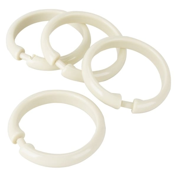 Simple Spaces Shower Curtain Ring, Plastic, Beige, 1 cm W, 2-3/8 in H - SD-ORING-B3L