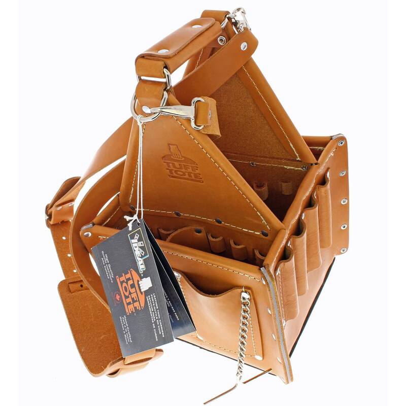 IDEAL 10.75 in. Tuff-Tote Ultimate Tool Bag Carrier Premium Leather with Strap - 35-975