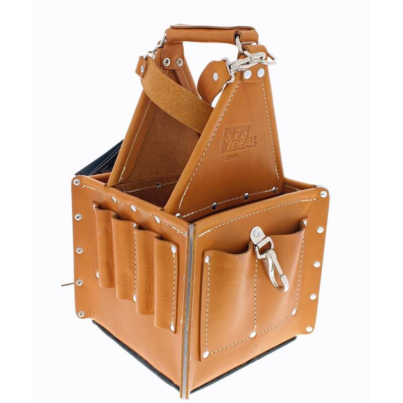 IDEAL 10.75 in. Tuff-Tote Ultimate Tool Bag Carrier Premium Leather with Strap - 35-975