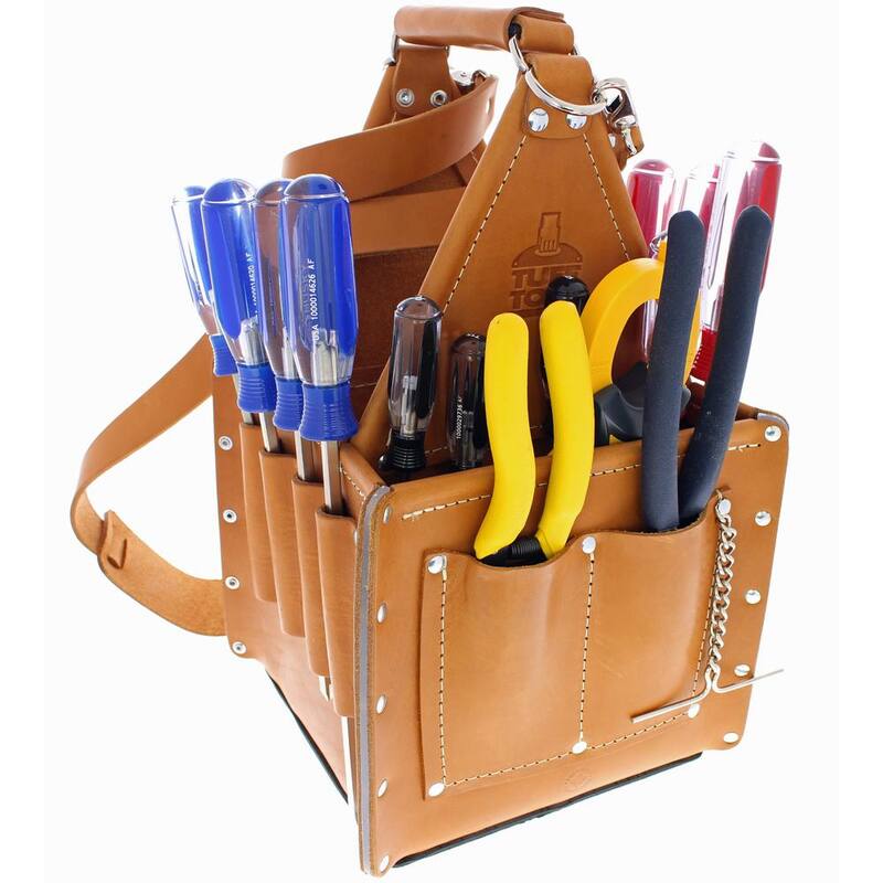 IDEAL 10.75 in. Tuff-Tote Ultimate Tool Bag Carrier Premium Leather with Strap - 35-975