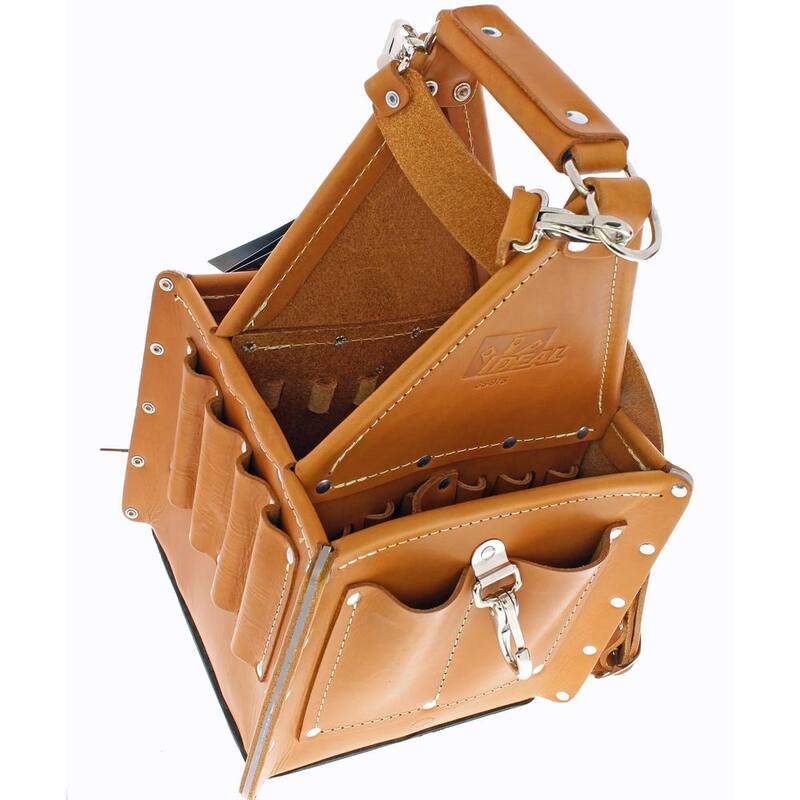 IDEAL 10.75 in. Tuff-Tote Ultimate Tool Bag Carrier Premium Leather with Strap - 35-975