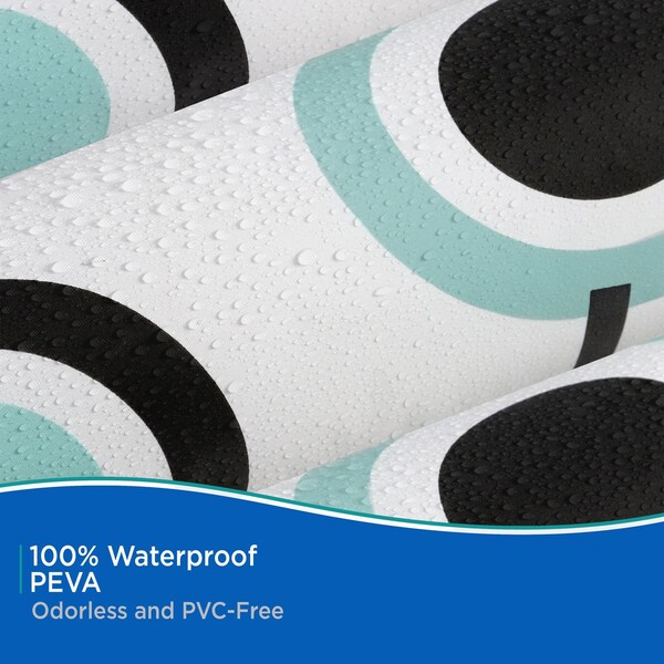Kenney Mfg Medium Weight Decorative PEVA Shower Liner, 70" W x 72" H, Dots - KN61283