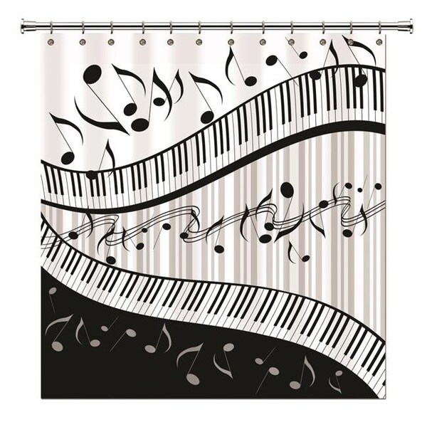 Borders Unlimited Borders Unlimited 70500 Music Shower Curtain; Black & Grey - 70500