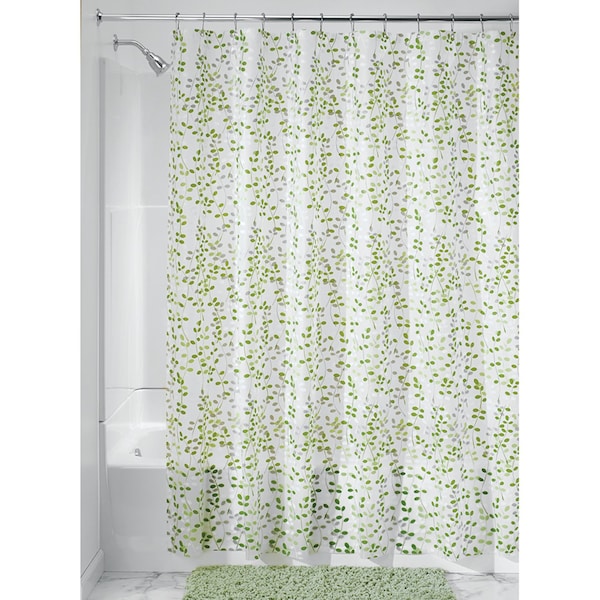 B & K iDesign 72 in. H X 72 in. W Green and White Vines Shower Curtain PEVA - 32480