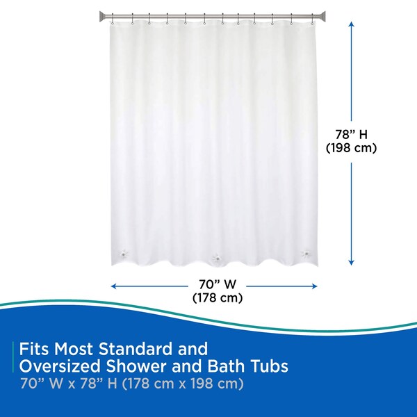 Kenney Mfg Heavyweight Extra Long PEVA Shower Curtain Liner, 70in W x 78in H, Clear - KN61235