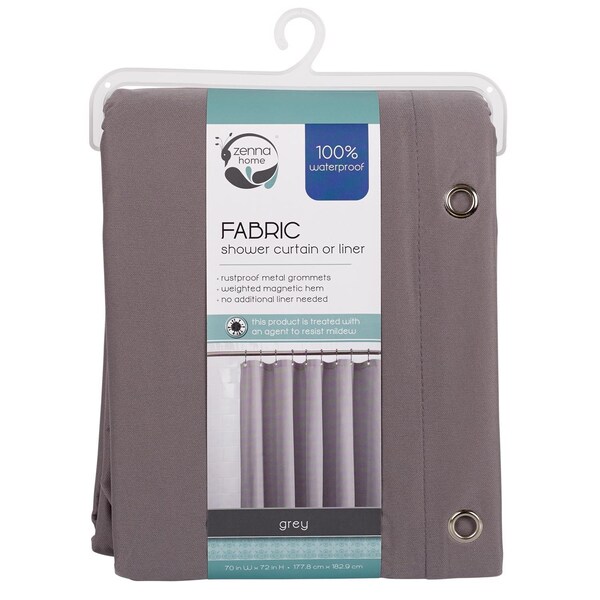 Zenna Home Zenna Home 72 in. H X 70 in. W Gray Solid Shower Curtain Liner Fabric - LFRLWTRGYL
