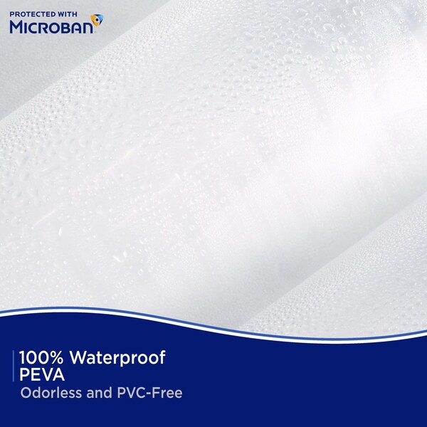 Kenney Mfg Microban Protected Lightweight PEVA Shower Liner, 70in W x 72in H, Clear, 2-Pack - MB61122PK2