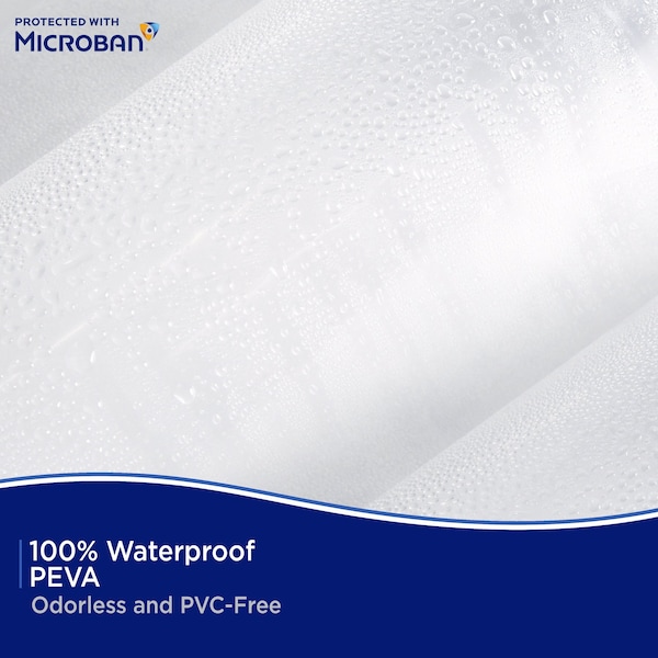 Kenney Mfg Microban Protected Heavyweight PEVA Shower Liner, 70in W x 72in H, Clear - MB61168