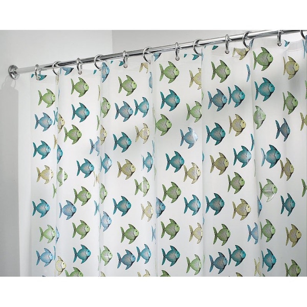 Interdesign iDesign 72 in. H X 72 in. W Blue/Green Fish Shower Curtain PEVA - 27780