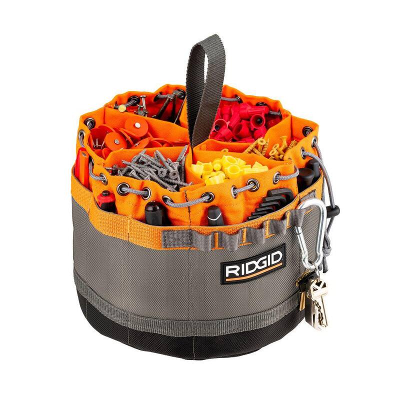 RIDGID 10 in. 19 Pocket Professional Grade Small Parts Organizer Tool Bag - RD25001-TH