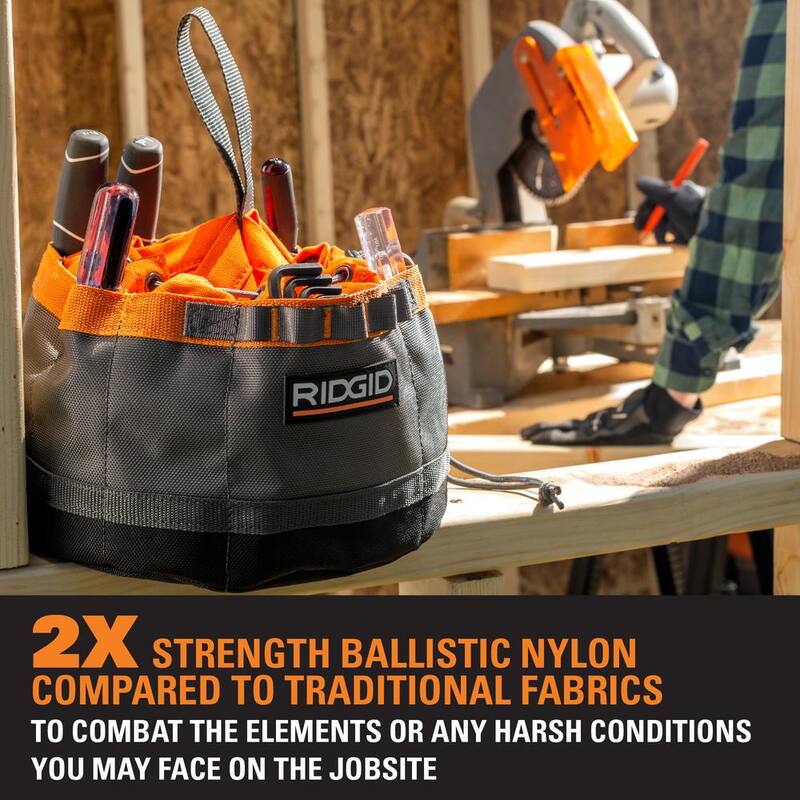 RIDGID 10 in. 19 Pocket Professional Grade Small Parts Organizer Tool Bag - RD25001-TH
