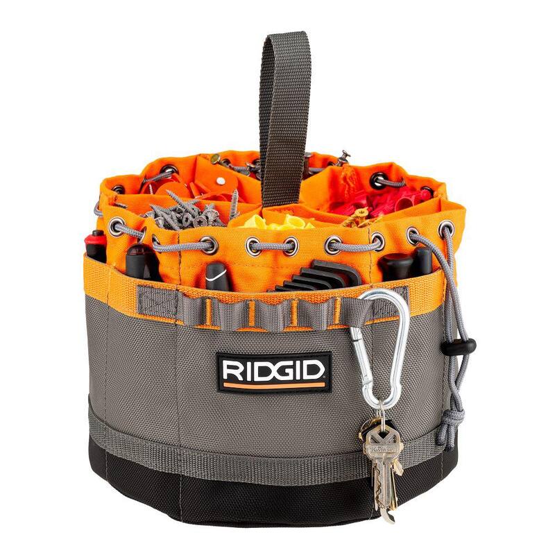 RIDGID 10 in. 19 Pocket Professional Grade Small Parts Organizer Tool Bag - RD25001-TH