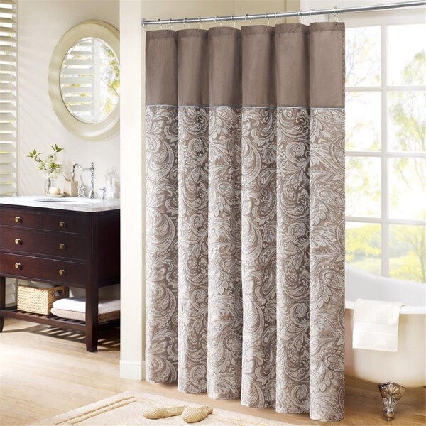 Madison Park Pieced Faux Dupioni Shower Curtain, Blue, 224PK - MP70-224