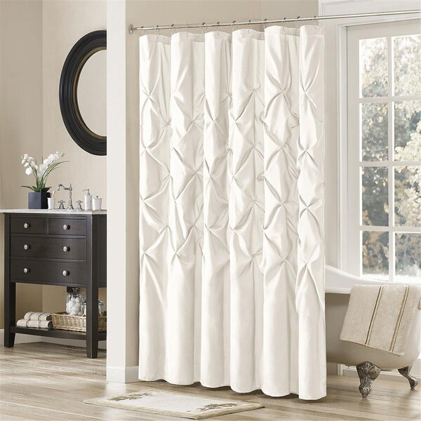 Madison Park Laurelstanford Satin Shower Curtain, White - 72 x 72 in. - MP70-896